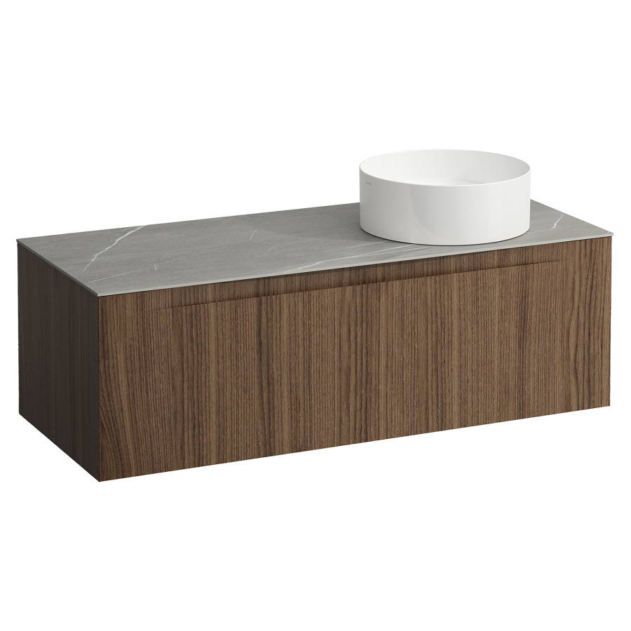 Élément inférieur  ARUN
120.5 x 39 x 50.5
élément de tiroir, 1&nbsp;tiroir
Piasentina Grigio Top
découpe à droite
pour lavabo à poser