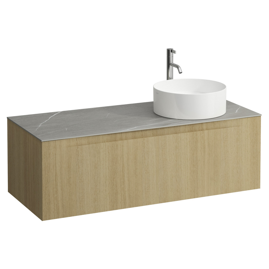 Élément inférieur  ARUN
120.5 x 39 x 50.5
élément de tiroir, 1&nbsp;tiroir
Piasentina Grigio Top
découpe à droite
pour lavabo à poser
