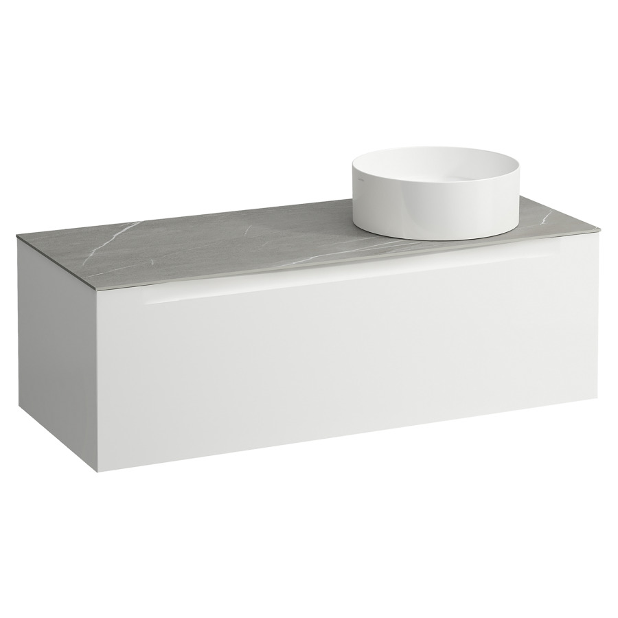 Élément inférieur  ARUN
120.5 x 39 x 50.5
élément de tiroir, 1&nbsp;tiroir
Piasentina Grigio Top
découpe à droite
pour lavabo à poser