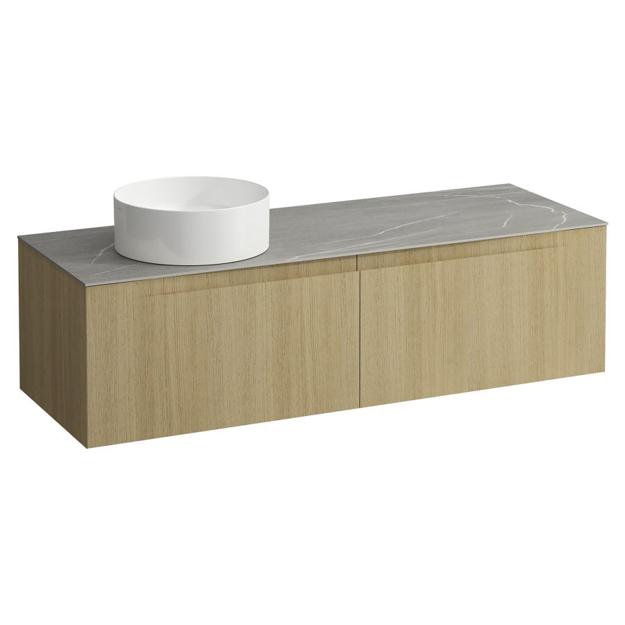 Élément inférieur  ARUN
140.5 x 39 x 50.5
élément de tiroir, 2&nbsp;tiroirs
Piasentina Grigio Top
découpe à gauche
pour lavabo à poser