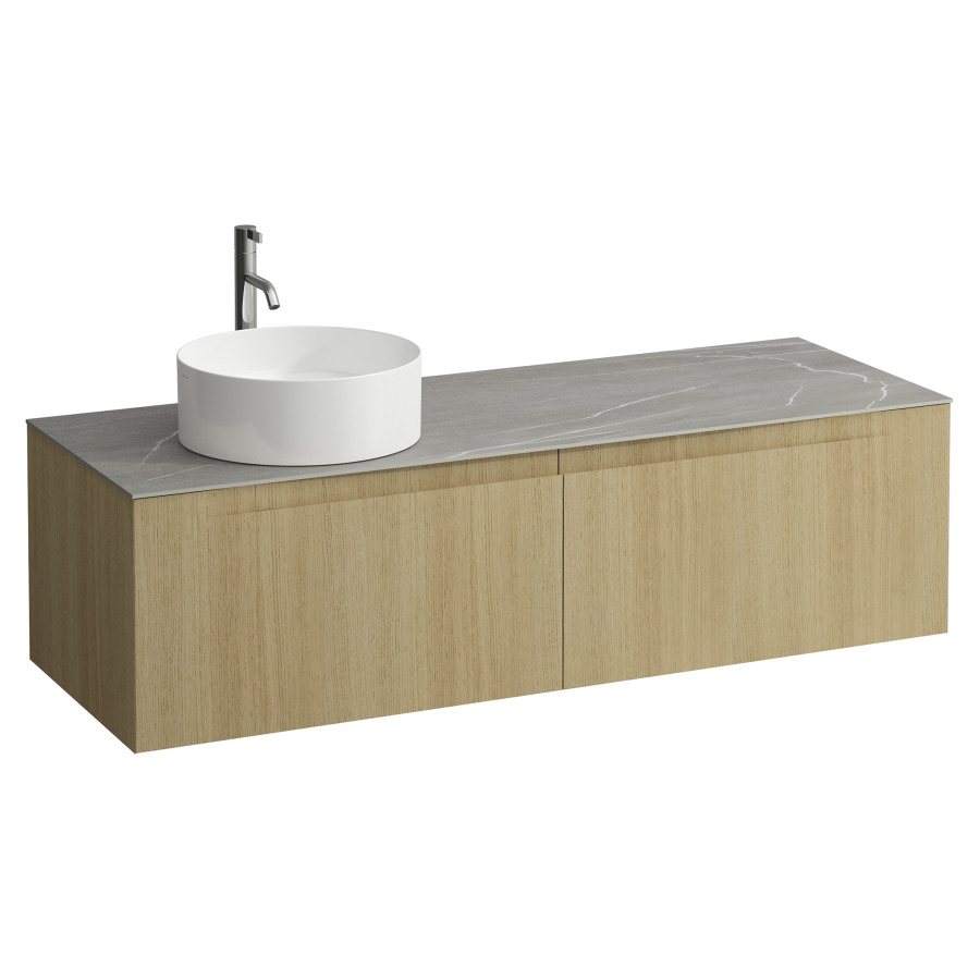 Élément inférieur  ARUN
140.5 x 39 x 50.5
élément de tiroir, 2&nbsp;tiroirs
Piasentina Grigio Top
découpe à gauche
pour lavabo à poser
