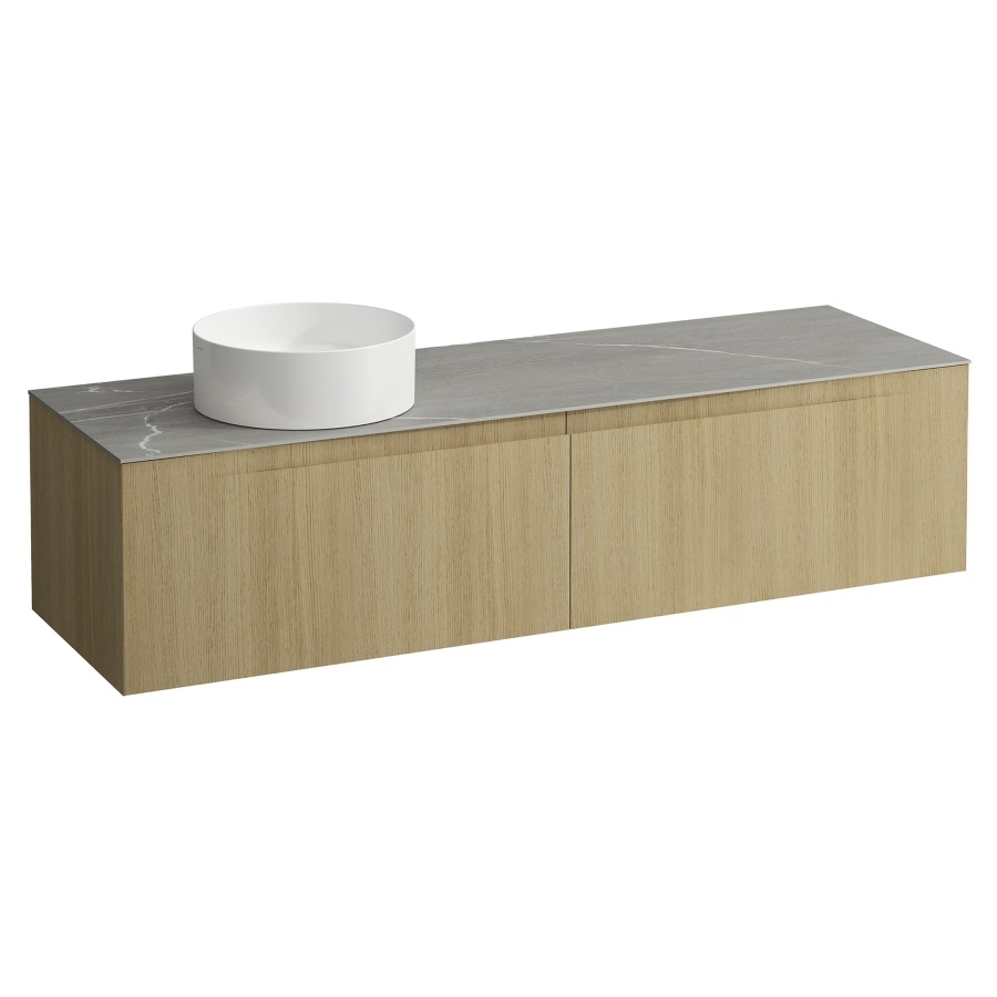 Élément inférieur  ARUN
160.5 x 39 x 50.5
élément de tiroir, 2&nbsp;tiroirs
Piasentina Grigio Top
découpe à gauche
pour lavabo à poser