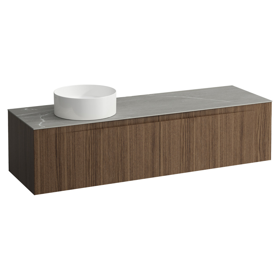 Élément inférieur  ARUN
160.5 x 39 x 50.5
élément de tiroir, 2&nbsp;tiroirs
Piasentina Grigio Top
découpe à gauche
pour lavabo à poser