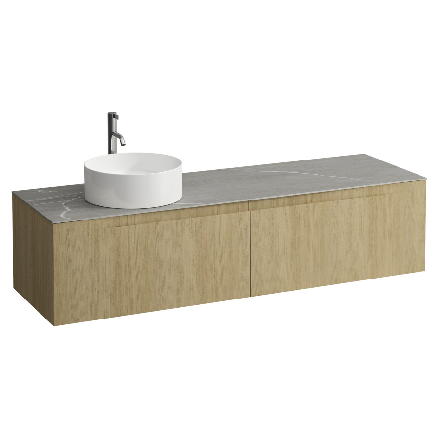 Élément inférieur  ARUN
160.5 x 39 x 50.5
élément de tiroir, 2&nbsp;tiroirs
Piasentina Grigio Top
découpe à gauche
pour lavabo à poser