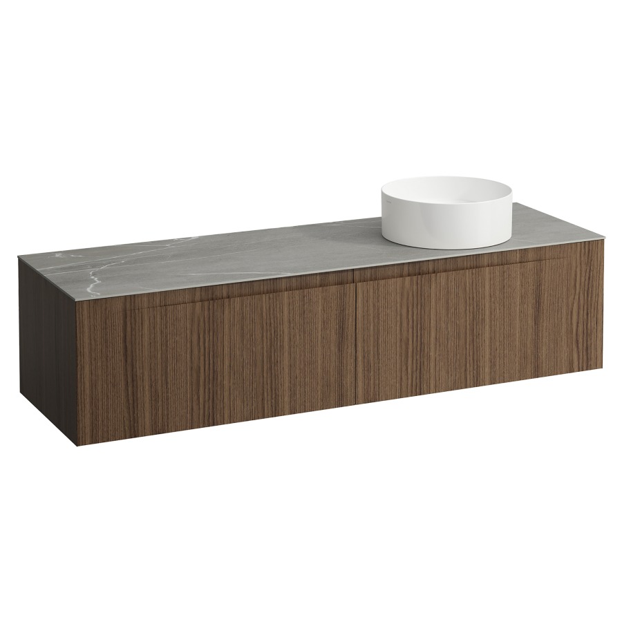 Élément inférieur  ARUN
160.5 x 39 x 50.5
élément de tiroir, 2&nbsp;tiroirs
Piasentina Grigio Top
découpe à droite
pour lavabo à poser