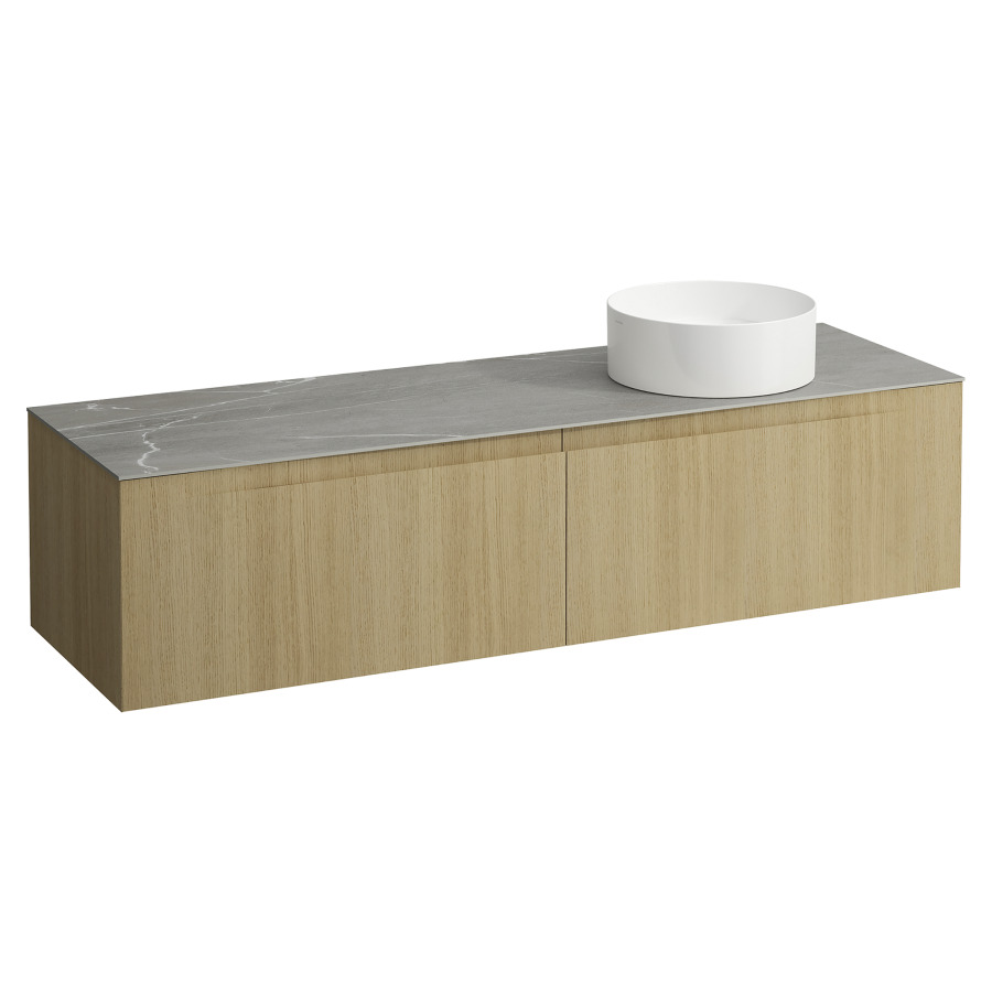 Élément inférieur  ARUN
160.5 x 39 x 50.5
élément de tiroir, 2&nbsp;tiroirs
Piasentina Grigio Top
découpe à droite
pour lavabo à poser