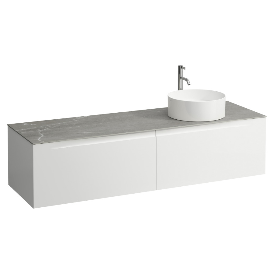 Élément inférieur  ARUN
160.5 x 39 x 50.5
élément de tiroir, 2&nbsp;tiroirs
Piasentina Grigio Top
découpe à droite
pour lavabo à poser