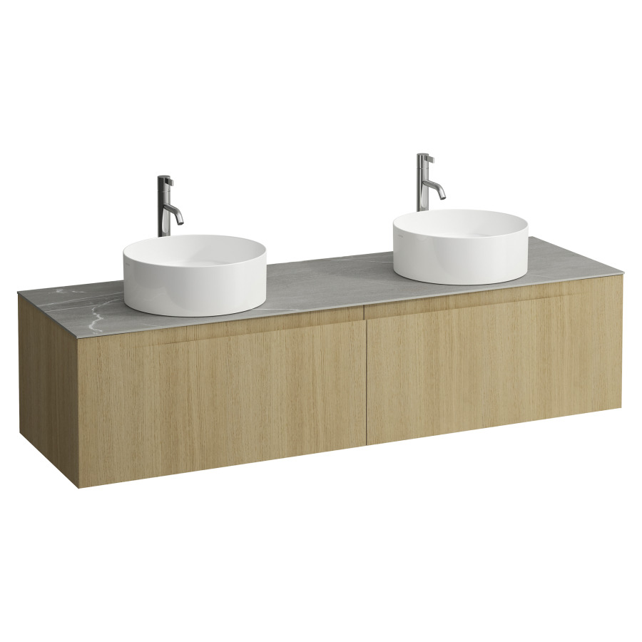 Élément inférieur  ARUN
160.5 x 39 x 50.5
élément de tiroir, 2&nbsp;tiroirs
Piasentina Grigio Top
2 découpes
pour lavabo à poser