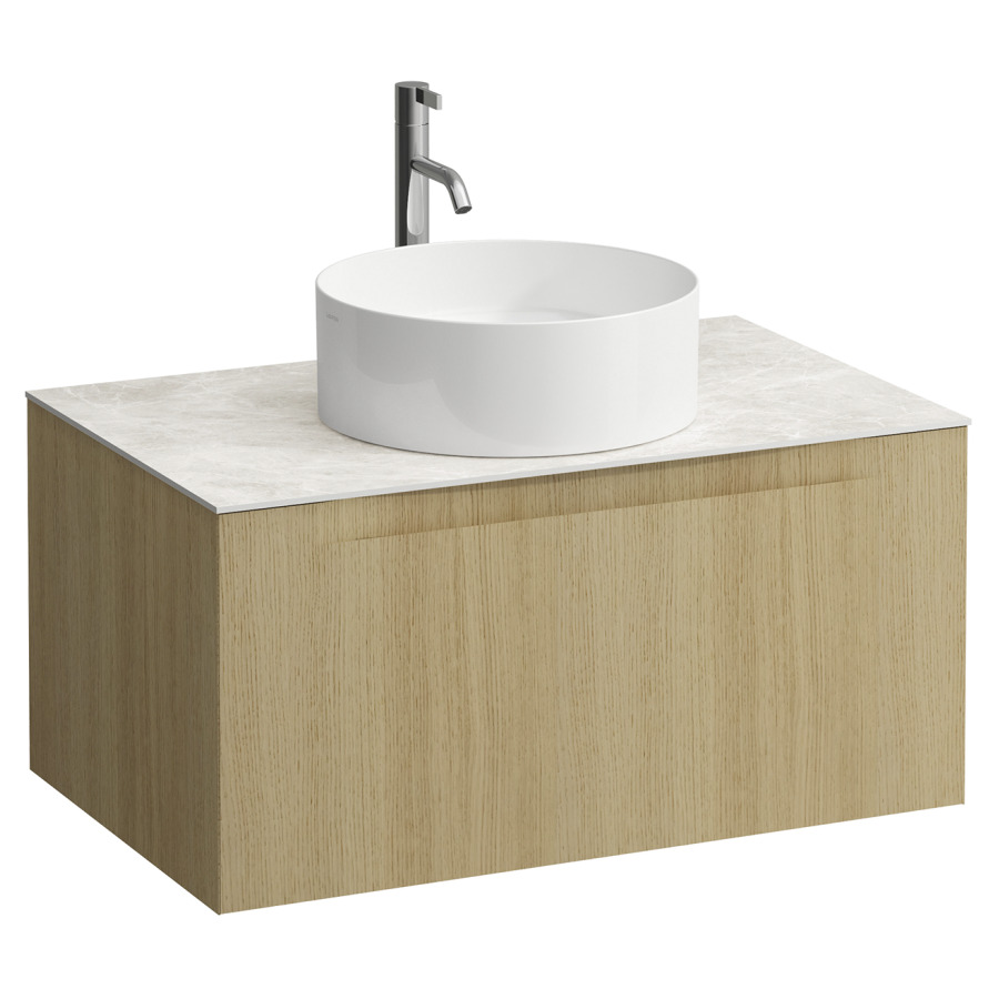 Élément inférieur  ARUN
80.5 x 39 x 50.5
élément de tiroir, 1&nbsp;tiroir
Botticino Crema Top
découpe au centre
pour lavabo à poser