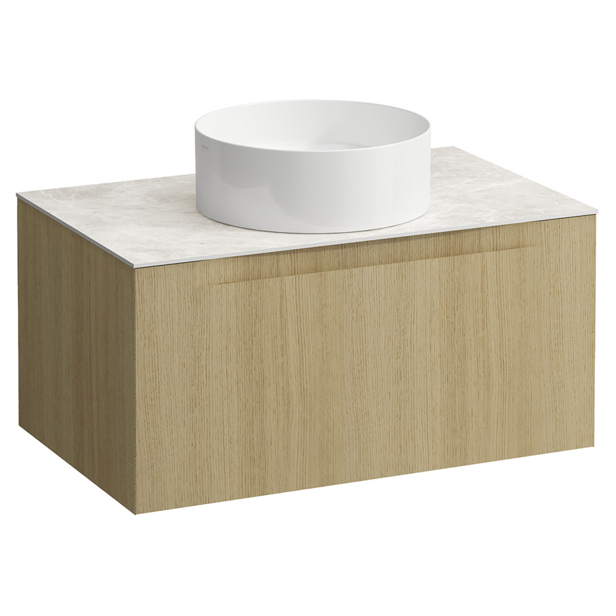 Élément inférieur  ARUN
80.5 x 39 x 50.5
élément de tiroir, 1&nbsp;tiroir
Botticino Crema Top
découpe au centre
pour lavabo à poser