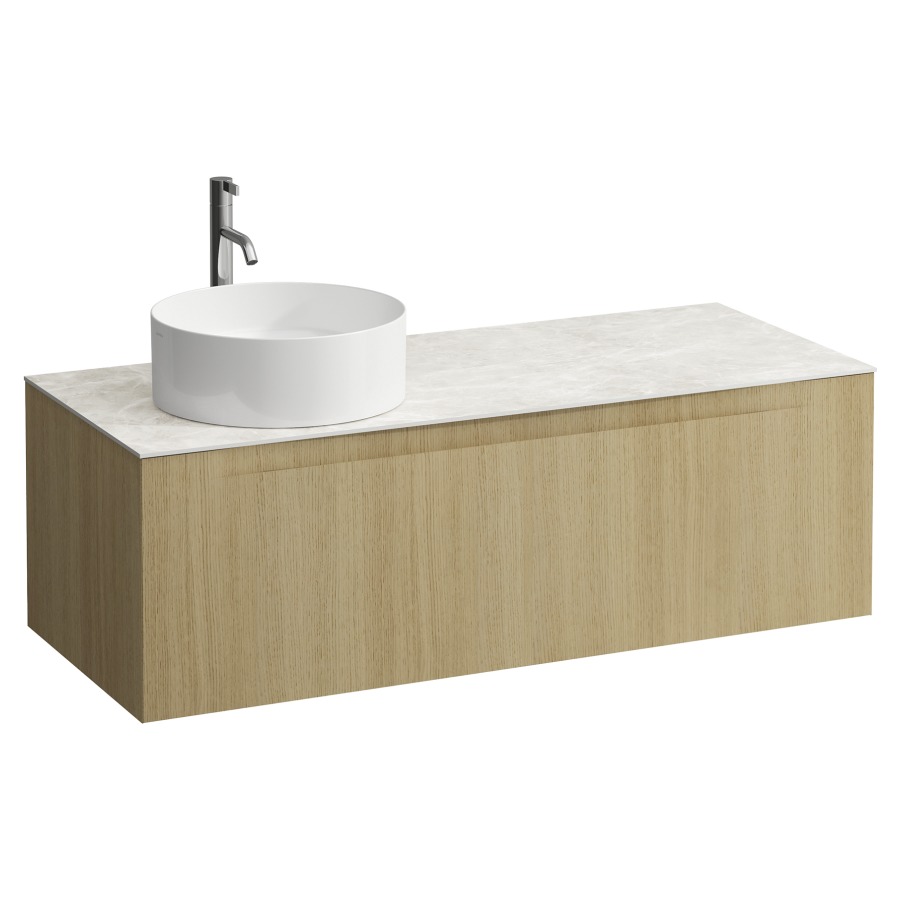 Élément inférieur  ARUN
120.5 x 39 x 50.5
élément de tiroir, 1&nbsp;tiroir
Botticino Crema Top
découpe à gauche
pour lavabo à poser