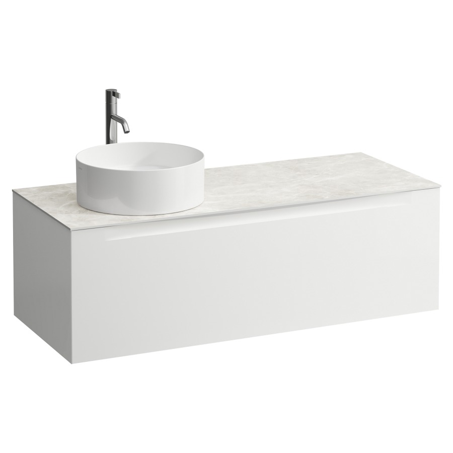 Élément inférieur  ARUN
120.5 x 39 x 50.5
élément de tiroir, 1&nbsp;tiroir
Botticino Crema Top
découpe à gauche
pour lavabo à poser