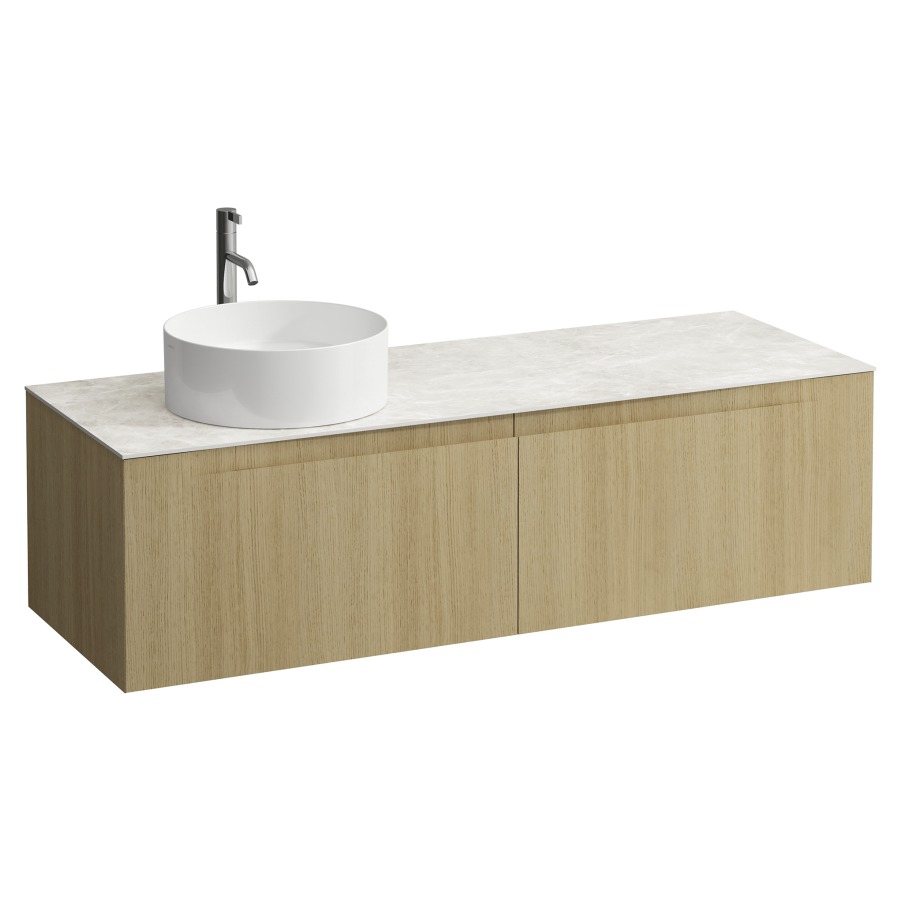 Élément inférieur  ARUN
140.5 x 39 x 50.5
élément de tiroir, 2&nbsp;tiroirs
Botticino Crema Top
découpe à gauche
pour lavabo à poser