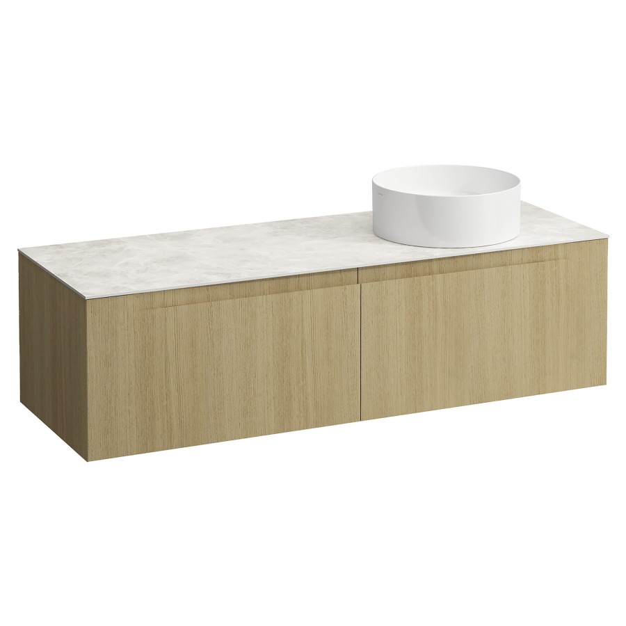 Élément inférieur  ARUN
140.5 x 39 x 50.5
élément de tiroir, 2&nbsp;tiroirs
Botticino Crema Top
découpe à droite
pour lavabo à poser