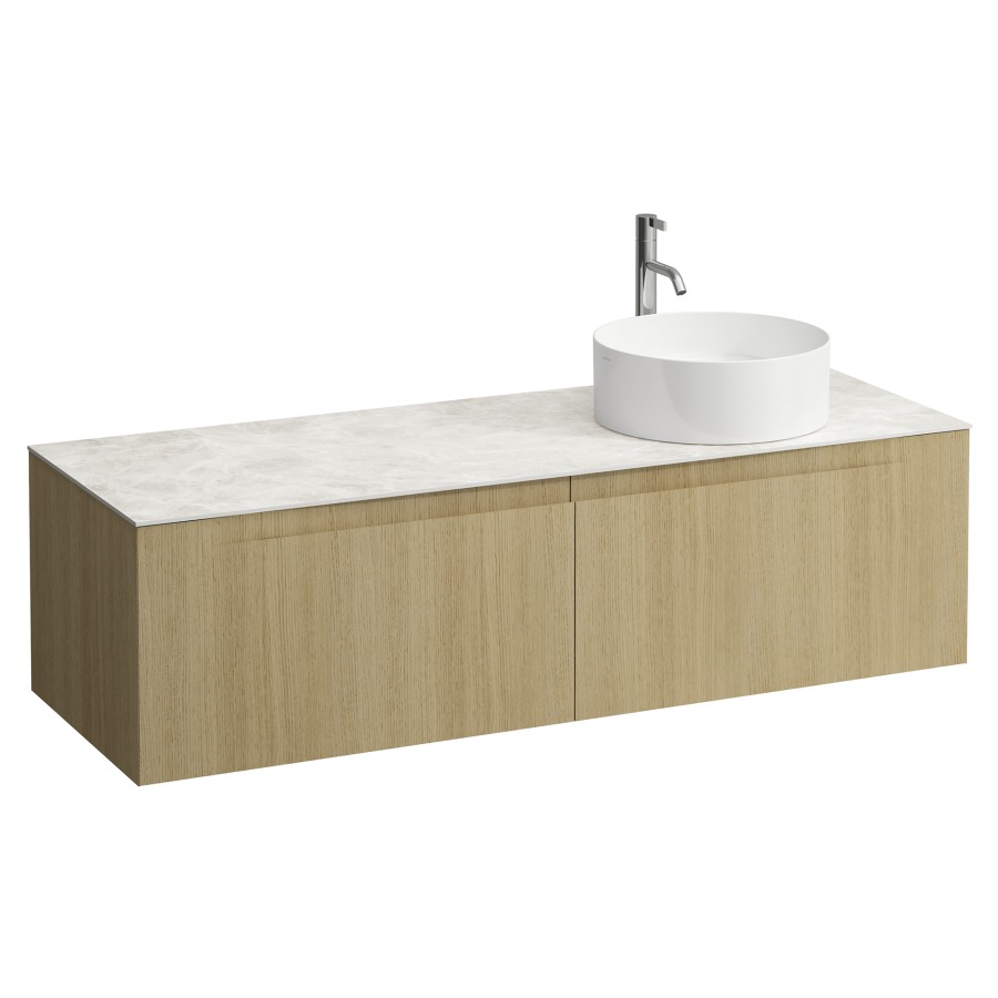 Élément inférieur  ARUN
140.5 x 39 x 50.5
élément de tiroir, 2&nbsp;tiroirs
Botticino Crema Top
découpe à droite
pour lavabo à poser