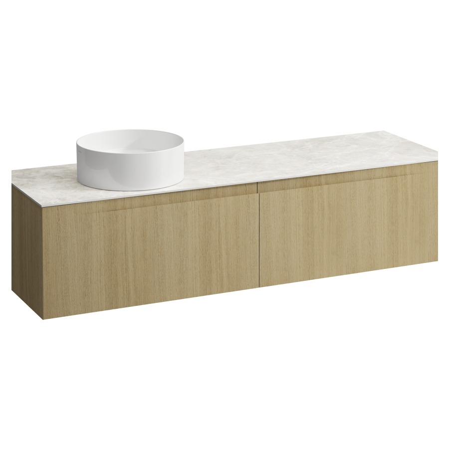 Élément inférieur  ARUN
160.5 x 39 x 50.5
élément de tiroir, 2&nbsp;tiroirs
Botticino Crema Top
découpe à gauche
pour lavabo à poser