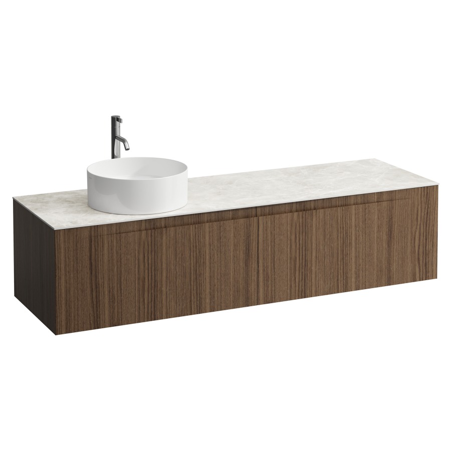 Élément inférieur  ARUN
160.5 x 39 x 50.5
élément de tiroir, 2&nbsp;tiroirs
Botticino Crema Top
découpe à gauche
pour lavabo à poser