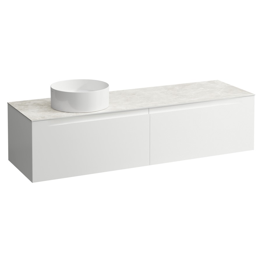 Élément inférieur  ARUN
160.5 x 39 x 50.5
élément de tiroir, 2&nbsp;tiroirs
Botticino Crema Top
découpe à gauche
pour lavabo à poser
