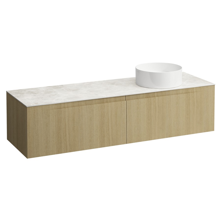 Élément inférieur  ARUN
160.5 x 39 x 50.5
élément de tiroir, 2&nbsp;tiroirs
Botticino Crema Top
découpe à droite
pour lavabo à poser