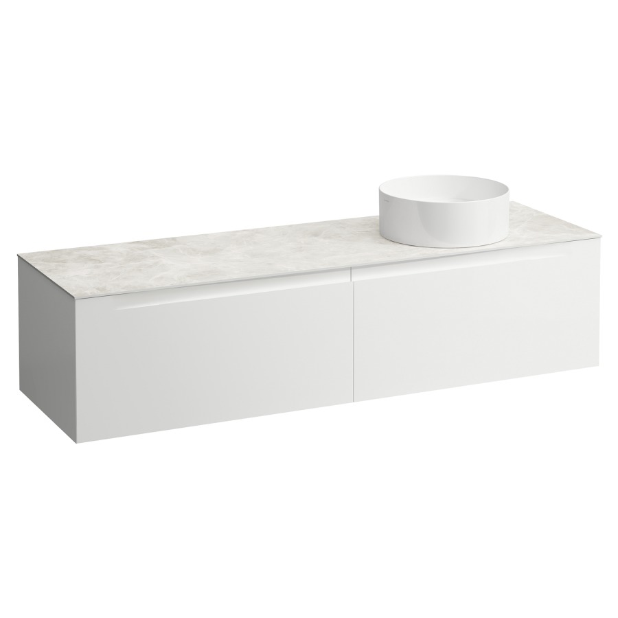 Élément inférieur  ARUN
160.5 x 39 x 50.5
élément de tiroir, 2&nbsp;tiroirs
Botticino Crema Top
découpe à droite
pour lavabo à poser