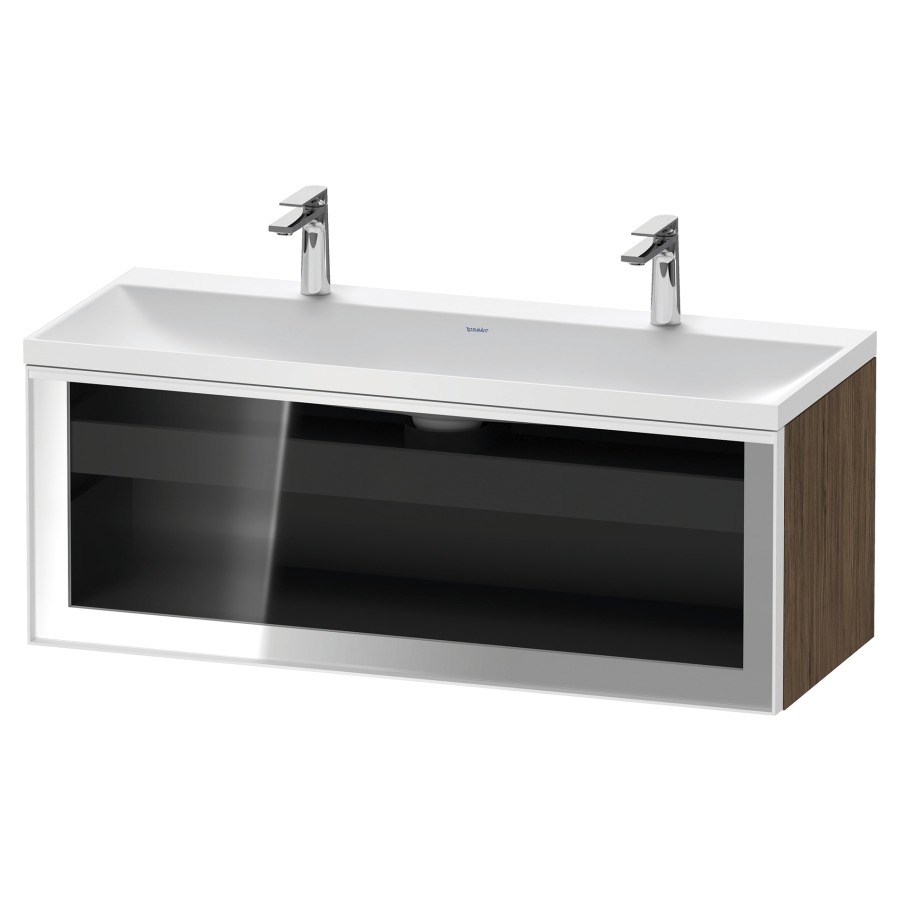 Combinaison de meuble VITRIUM
120 x 48.1 x 47.9 cm
élément de tiroir, 1&nbsp;tiroir
1&nbsp;tiroir intérieur, avec fonte minérale 
lavabo DuroCast, sans trop-plein
2 trous de robinetterie
avec siphon gain de place et vidage 
front verre parsol gris