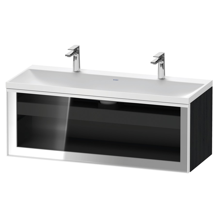 Combinaison de meuble VITRIUM
120 x 48.1 x 47.9 cm
élément de tiroir, 1&nbsp;tiroir
1&nbsp;tiroir intérieur, avec fonte minérale 
lavabo DuroCast, sans trop-plein
2 trous de robinetterie
avec siphon gain de place et vidage 
front verre parsol gris
avec éclairage intérieur
l'éclairage intérieur ne peut être commandé 
que par le miroir/l'armoire de toilette
dans la version "commande par
capteur de l'éclairage intérieur"