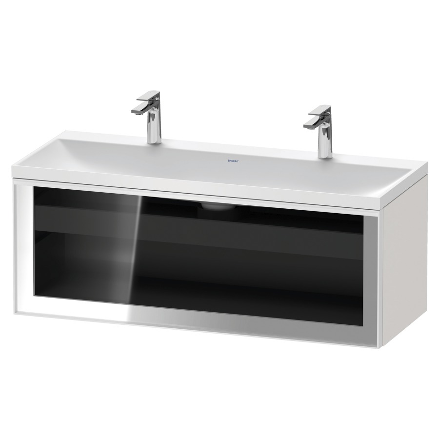 Combinaison de meuble VITRIUM
120 x 48.1 x 47.9 cm
élément de tiroir, 1&nbsp;tiroir
1&nbsp;tiroir intérieur, avec fonte minérale 
lavabo DuroCast, sans trop-plein
2 trous de robinetterie
avec siphon gain de place et vidage 
front verre parsol gris
avec éclairage intérieur
l'éclairage intérieur ne peut être commandé 
que par le miroir/l'armoire de toilette
dans la version "commande par
capteur de l'éclairage intérieur"