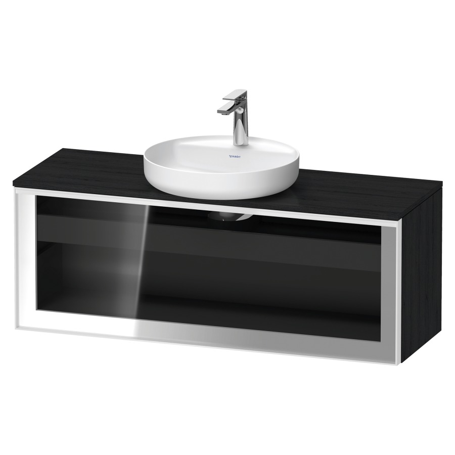 Élément inférieur  VITRIUM
120 x 45.9 x 42 cm
élément de tiroir, 1&nbsp;tiroir
1&nbsp;tiroir intérieur, avec plaque de console
pour 1 lavabo à poser, perçage de robinet 
possible, sans siphon gain de place
front verre parsol gris