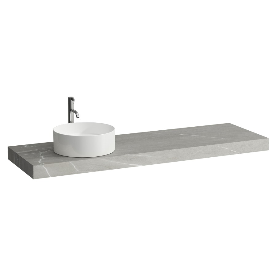 Table de lavabo ARUN
160.5 x 8 x 50.5 cm
découpe a gauche
incl. 3 consoles
pour lavabo à poser