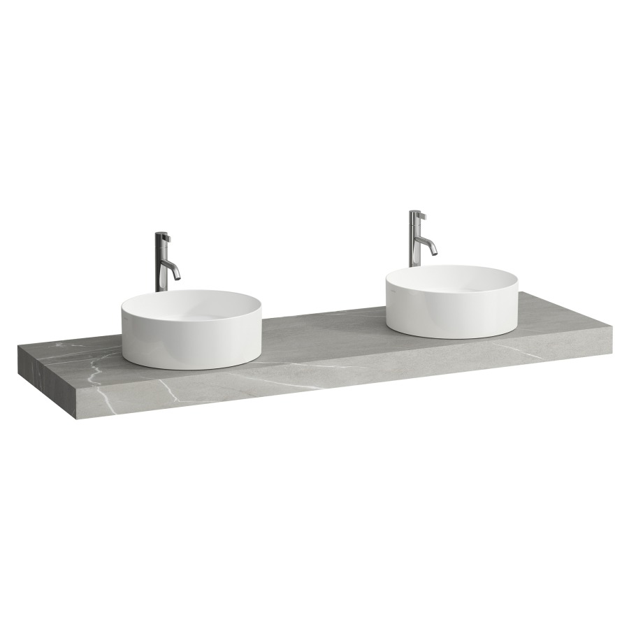 Table de lavabo ARUN
160.5 x 8 x 50.5 cm
2 découpes
incl. 3 consoles
pour lavabo à poser