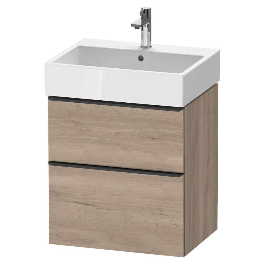Élément inférieur  D-NEO
58.4 x 62.5 x 44.2 cm, montage mural
élément de tiroir, 2&nbsp;tiroirs
pour lavabo 212379/380