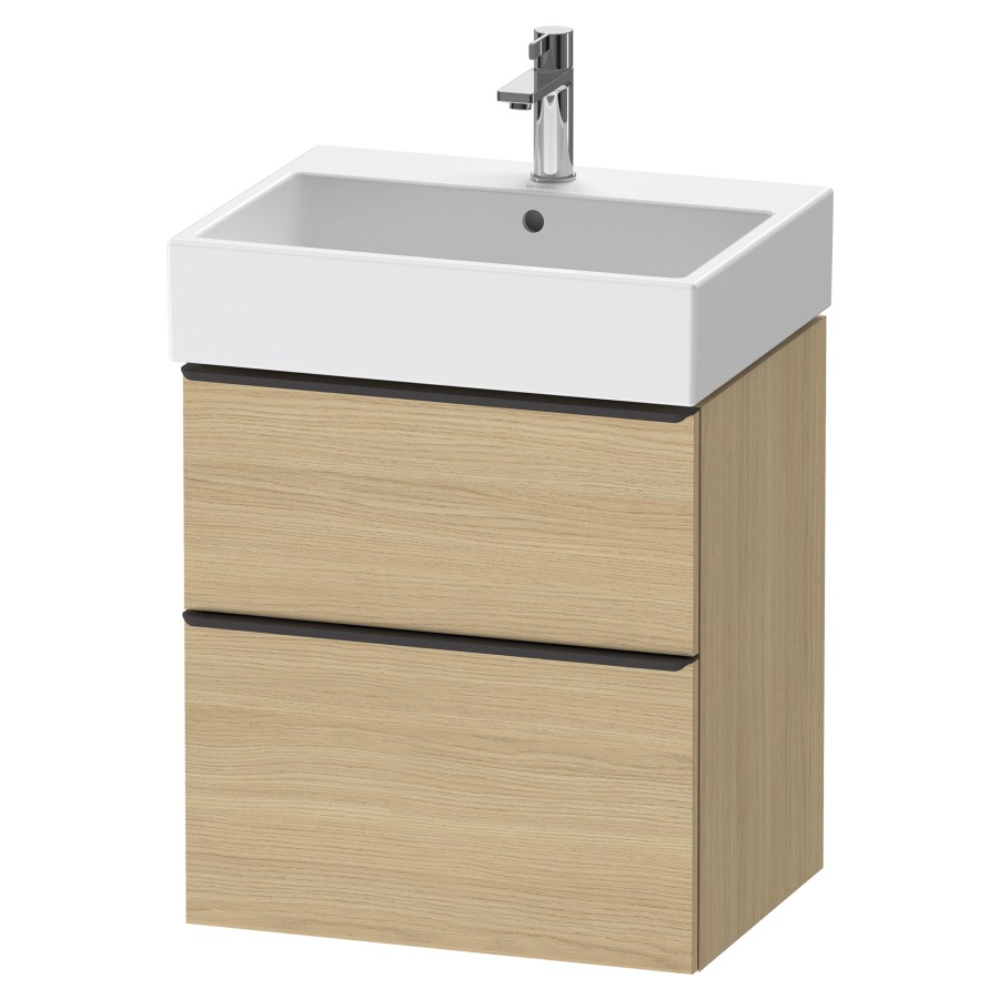 Élément inférieur  D-NEO
58.4 x 62.5 x 44.2 cm, montage mural
élément de tiroir, 2&nbsp;tiroirs
pour lavabo 212379/380