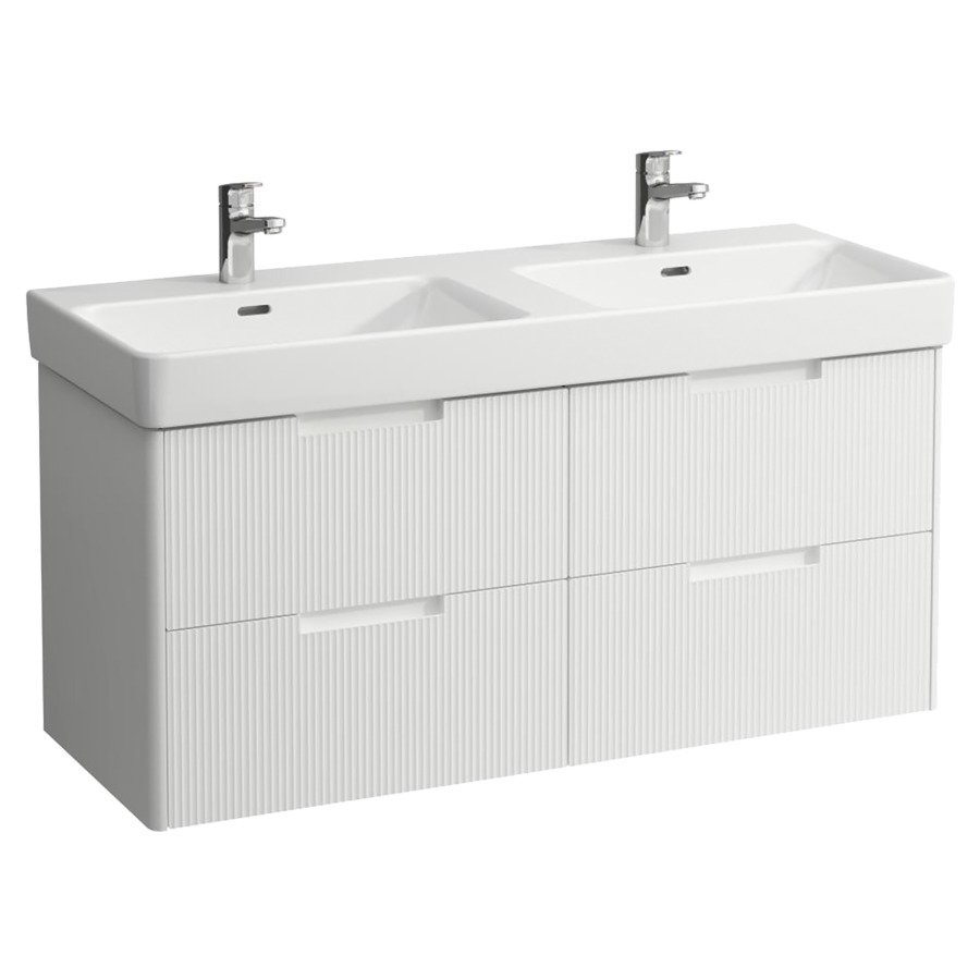 Élément inférieur  JUNA
117 x 51.5 x 44.5 cm
2&nbsp;éléments de tiroir, 2&nbsp;tiroirs chacune
pour lavabo double 214077