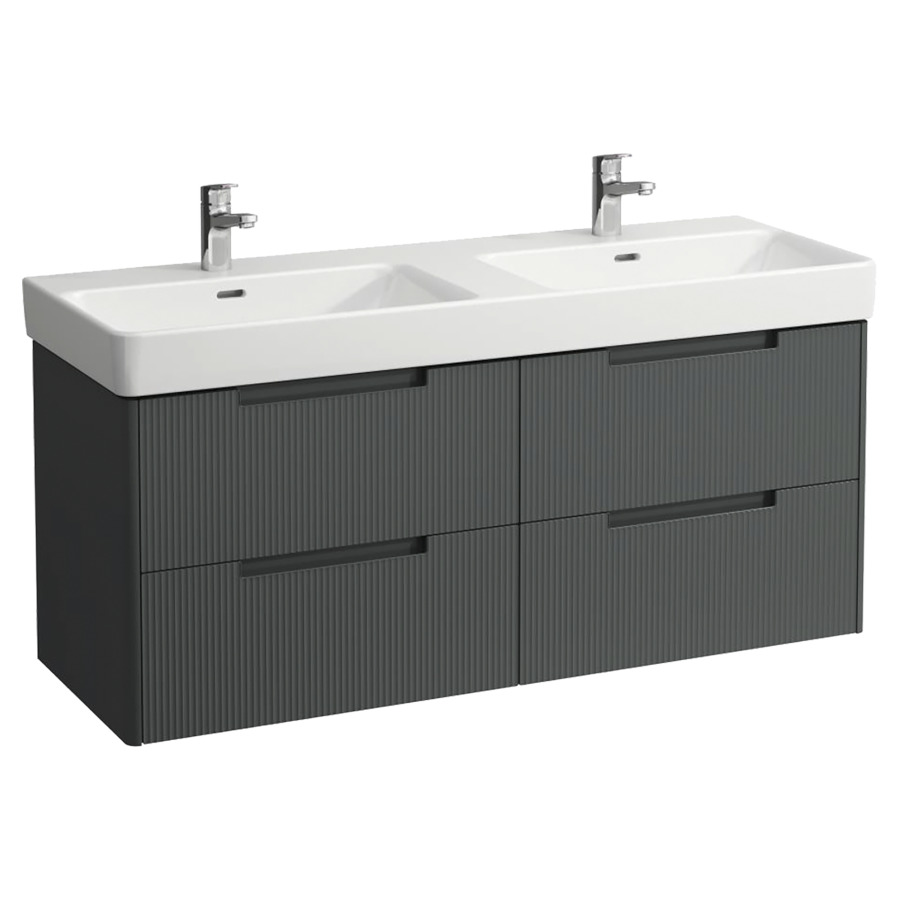 Élément inférieur  JUNA
127 x 51.5 x 44.5 cm
2&nbsp;éléments de tiroir, 2&nbsp;tiroirs chacune
pour lavabo double 214073