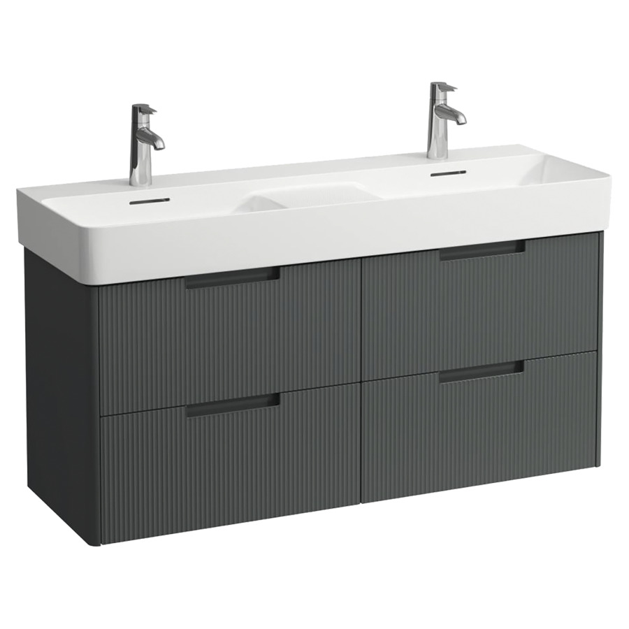 Élément inférieur  JUNA
117 x 51.5 x 44.5 cm
2&nbsp;éléments de tiroir, 2&nbsp;tiroirs chacune
pour lavabo double VAL
211809/212898/213046