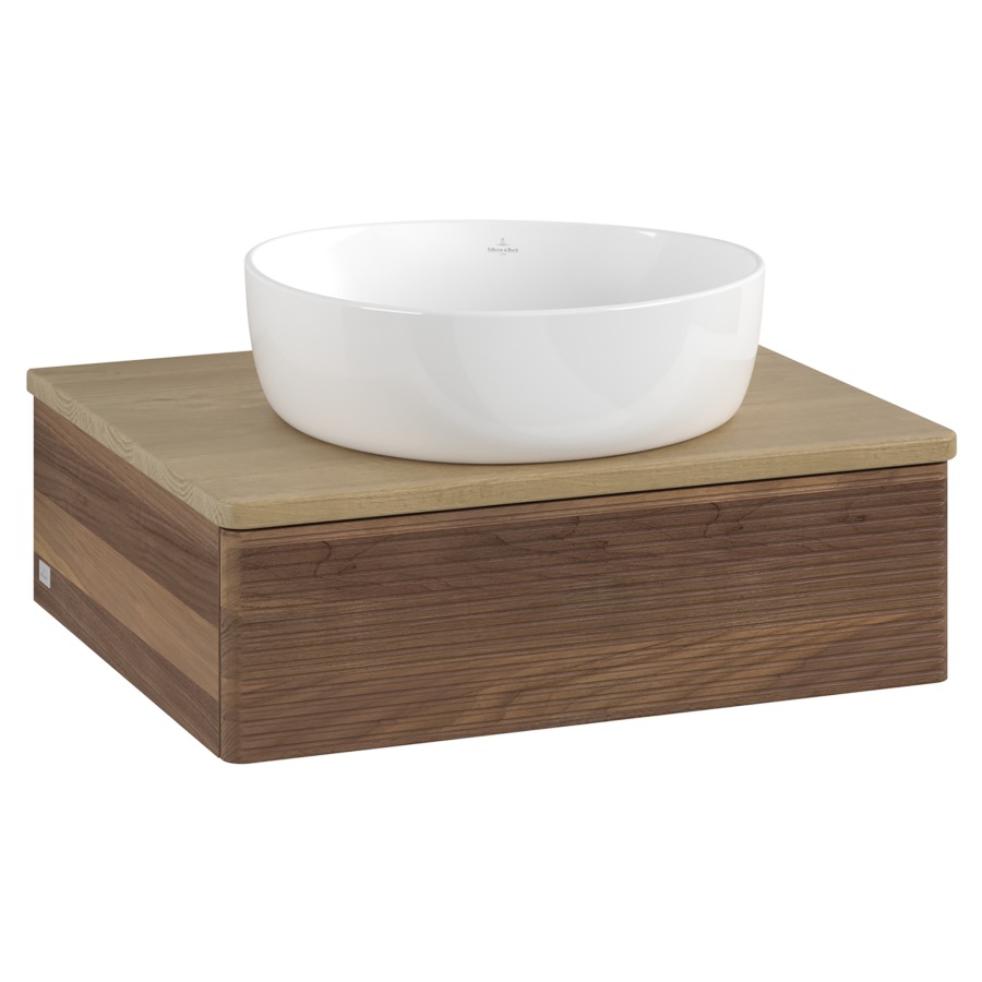 Élément inférieur  Antao
60 x 19 x 50 cm
élément de tiroir, 1&nbsp;tiroir
avec siphon gain de place
avec matériel de fixation
pour 1 lavabo à poser 234171/234172/234173
recouvrement Honey Oak
sans trou pour robinet