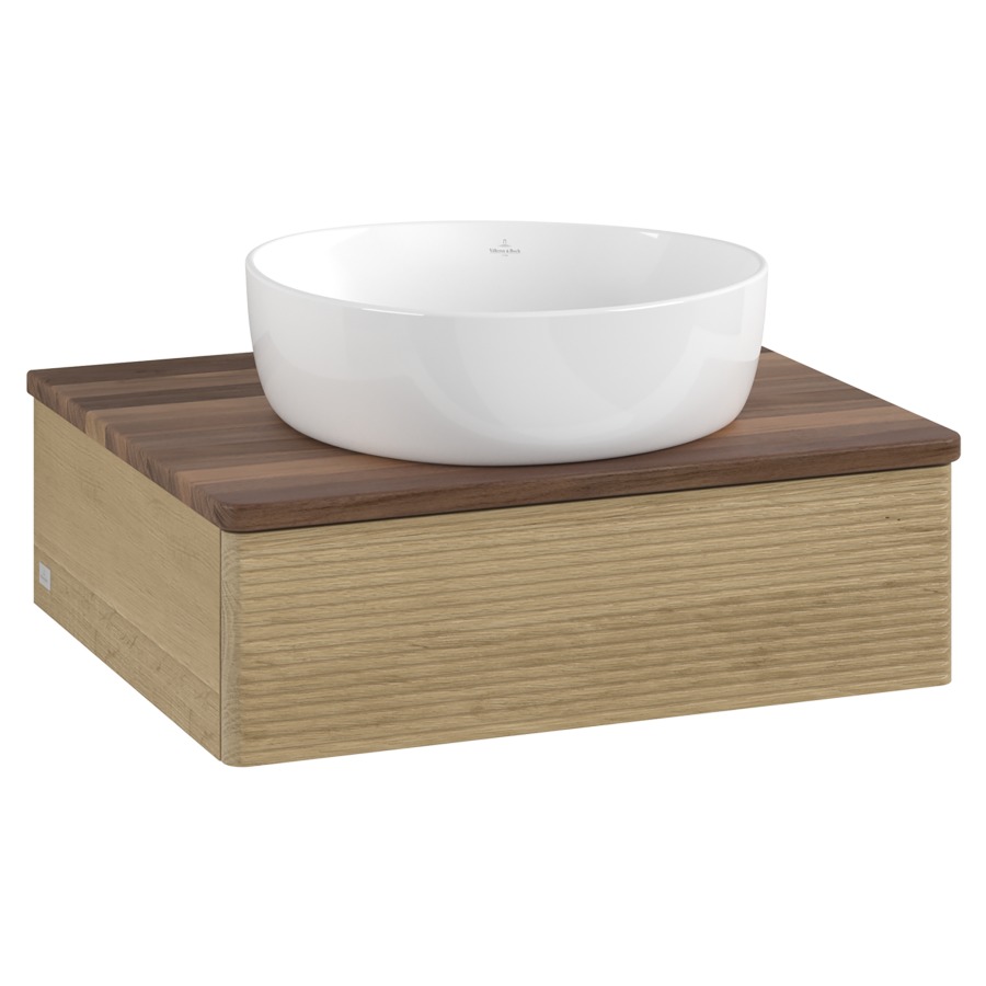 Élément inférieur  Antao
60 x 19 x 50 cm
élément de tiroir, 1&nbsp;tiroir
avec siphon gain de place
avec matériel de fixation
pour 1 lavabo à poser 234171/234172/234173
recouvrement Warm Walnut
sans trou pour robinet