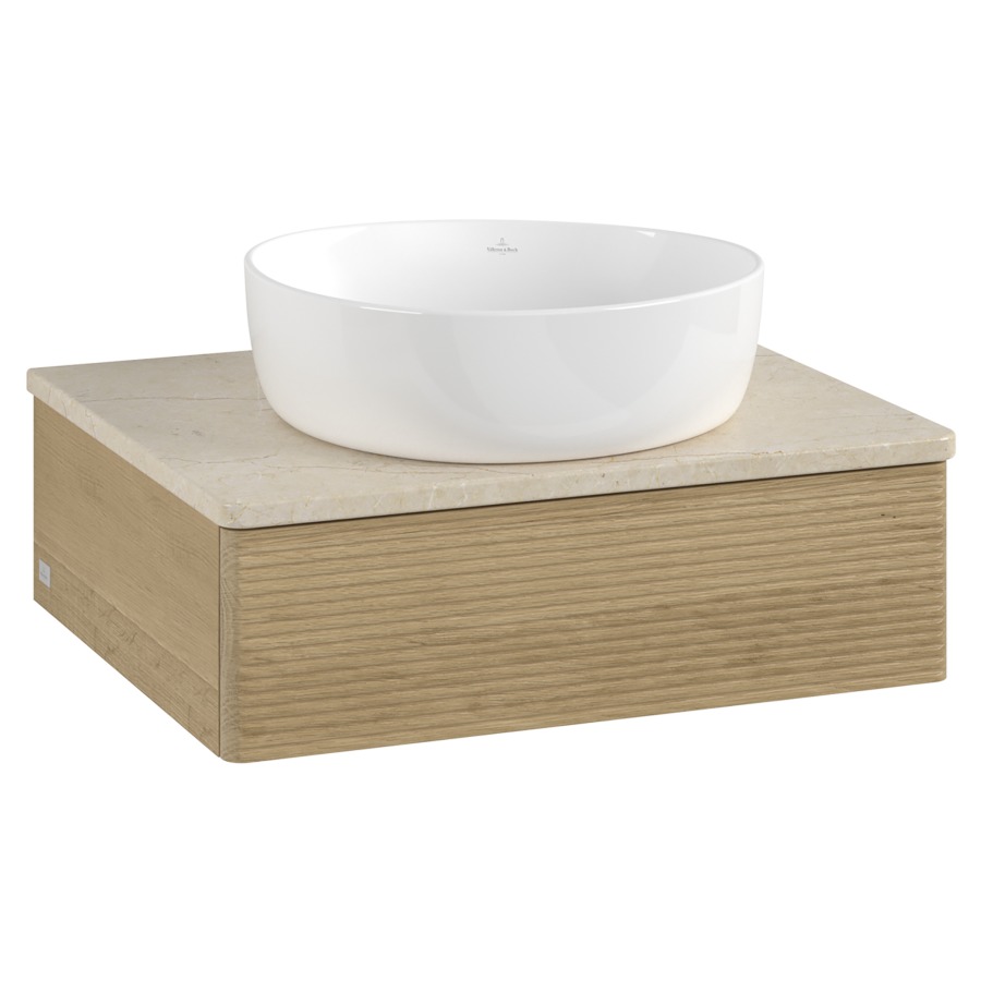 Élément inférieur  Antao
60 x 19 x 50 cm
élément de tiroir, 1&nbsp;tiroir
avec siphon gain de place
avec matériel de fixation
pour 1 lavabo à poser 234171/234172/234173
recouvrement Botticino
sans trou pour robinet