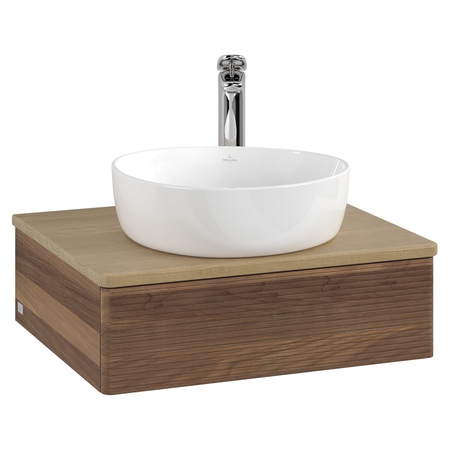 Élément inférieur  Antao
60 x 19 x 50 cm
élément de tiroir, 1&nbsp;tiroir
avec siphon gain de place
avec matériel de fixation
pour 1 lavabo à poser 234171/234182/234184
recouvrement Honey Oak, 1 trou pour robinet