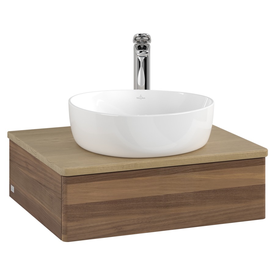 Élément inférieur  Antao
60 x 19 x 50 cm
élément de tiroir, 1&nbsp;tiroir
avec siphon gain de place
avec matériel de fixation
pour 1 lavabo à poser 234171/234182/234184
recouvrement Honey Oak, 1 trou pour robinet