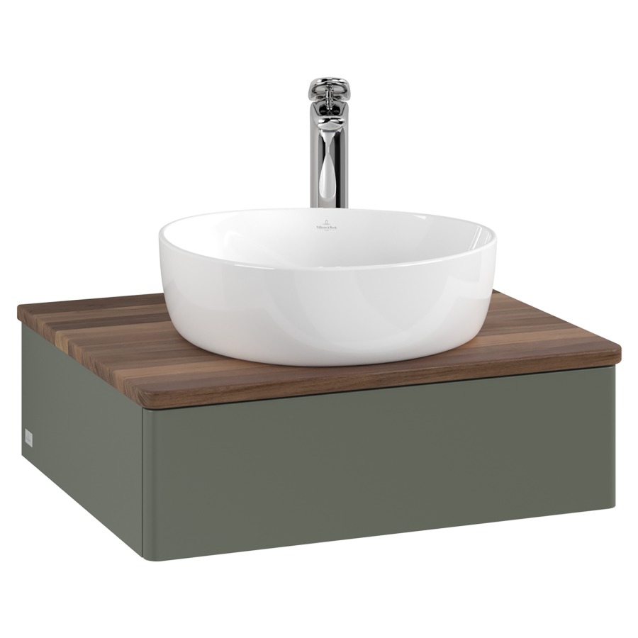 Élément inférieur  Antao
60 x 19 x 50 cm
élément de tiroir, 1&nbsp;tiroir
avec siphon gain de place
avec matériel de fixation
pour 1 lavabo à poser 234171/234182/234184
recouvrement Warm Walnut, 1 trou pour robinet