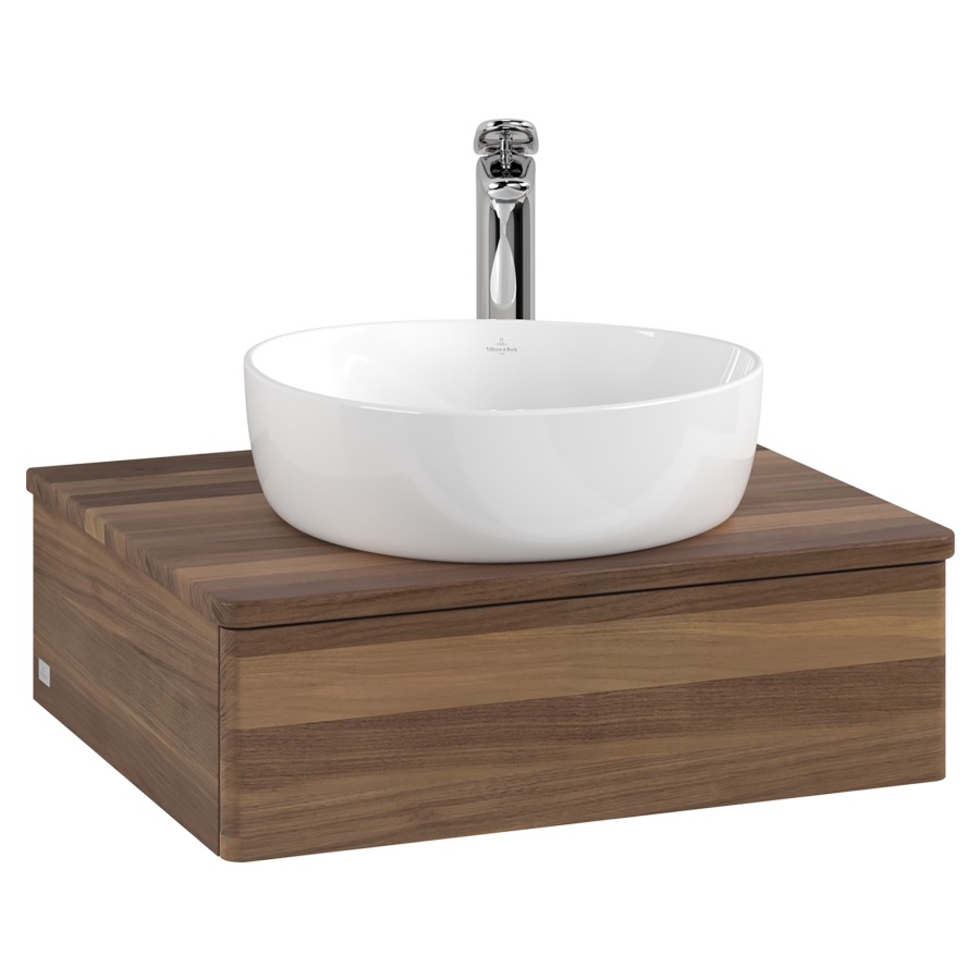 Élément inférieur  Antao
60 x 19 x 50 cm
élément de tiroir, 1&nbsp;tiroir
avec siphon gain de place
avec matériel de fixation
pour 1 lavabo à poser 234171/234182/234184
recouvrement Warm Walnut, 1 trou pour robinet