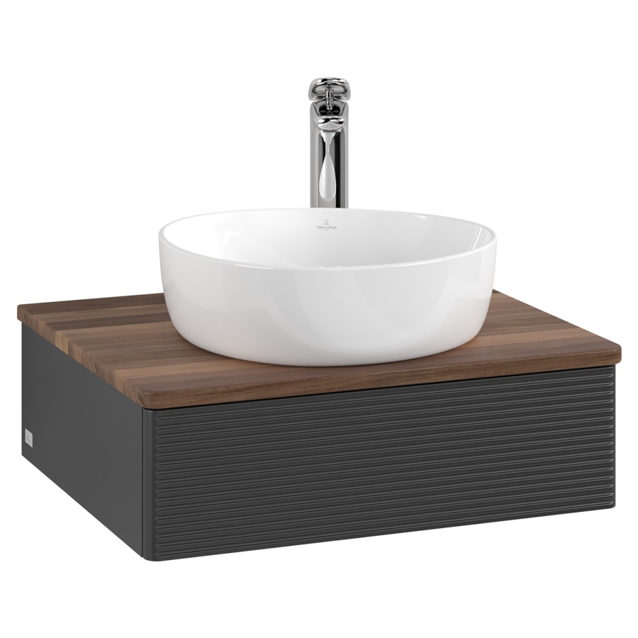 Élément inférieur  Antao
60 x 19 x 50 cm
élément de tiroir, 1&nbsp;tiroir
avec siphon gain de place
avec matériel de fixation
pour 1 lavabo à poser 234171/234182/234184
recouvrement Warm Walnut, 1 trou pour robinet