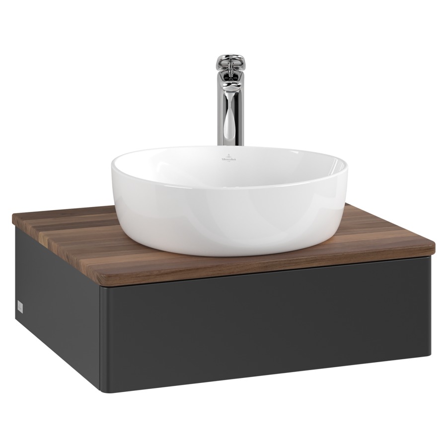 Élément inférieur  Antao
60 x 19 x 50 cm
élément de tiroir, 1&nbsp;tiroir
avec siphon gain de place
avec matériel de fixation
pour 1 lavabo à poser 234171/234182/234184
recouvrement Warm Walnut, 1 trou pour robinet