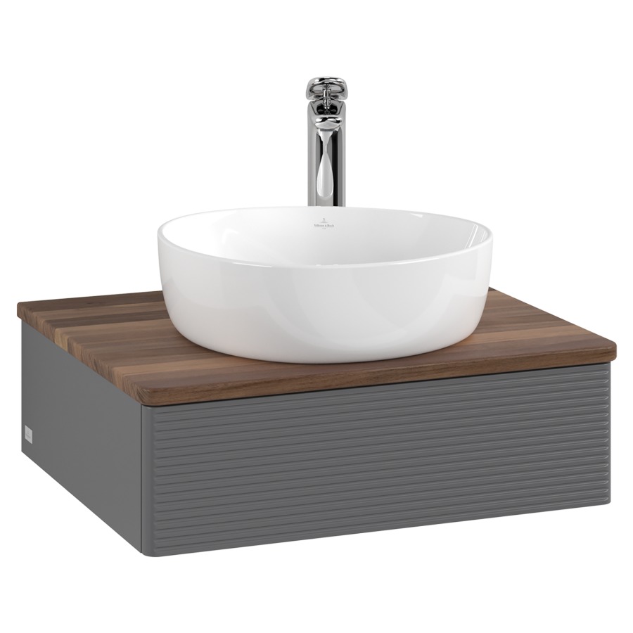 Élément inférieur  Antao
60 x 19 x 50 cm
élément de tiroir, 1&nbsp;tiroir
avec siphon gain de place
avec matériel de fixation
pour 1 lavabo à poser 234171/234182/234184
recouvrement Warm Walnut, 1 trou pour robinet