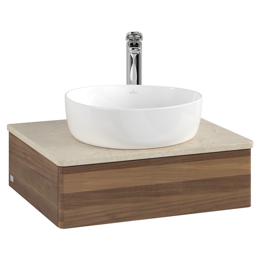 Élément inférieur  Antao
60 x 19 x 50 cm
élément de tiroir, 1&nbsp;tiroir
avec siphon gain de place
avec matériel de fixation
pour 1 lavabo à poser 234171/234182/234184
recouvrement Botticino, 1 trou pour robinet