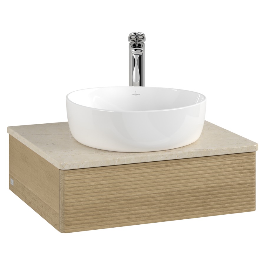 Élément inférieur  Antao
60 x 19 x 50 cm
élément de tiroir, 1&nbsp;tiroir
avec siphon gain de place
avec matériel de fixation
pour 1 lavabo à poser 234171/234182/234184
recouvrement Botticino, 1 trou pour robinet