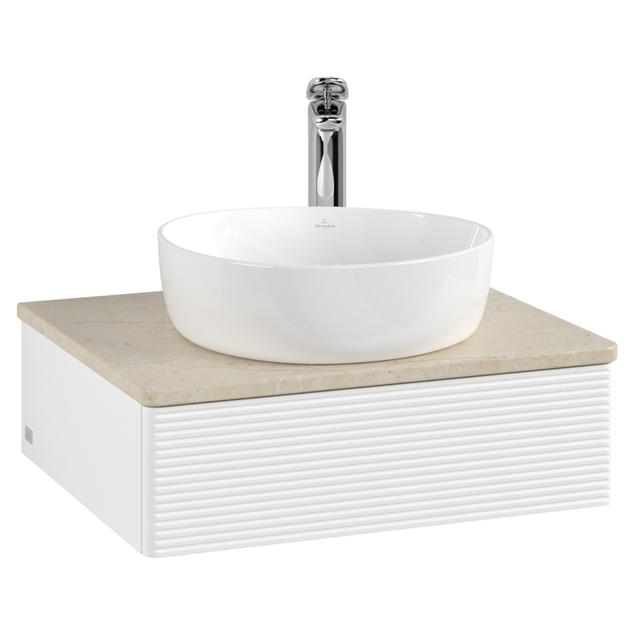 Élément inférieur  Antao
60 x 19 x 50 cm
élément de tiroir, 1&nbsp;tiroir
avec siphon gain de place
avec matériel de fixation
pour 1 lavabo à poser 234171/234182/234184
recouvrement Botticino, 1 trou pour robinet