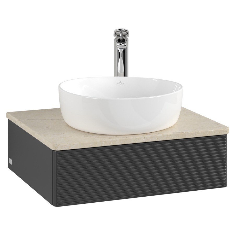 Élément inférieur  Antao
60 x 19 x 50 cm
élément de tiroir, 1&nbsp;tiroir
avec siphon gain de place
avec matériel de fixation
pour 1 lavabo à poser 234171/234182/234184
recouvrement Botticino, 1 trou pour robinet