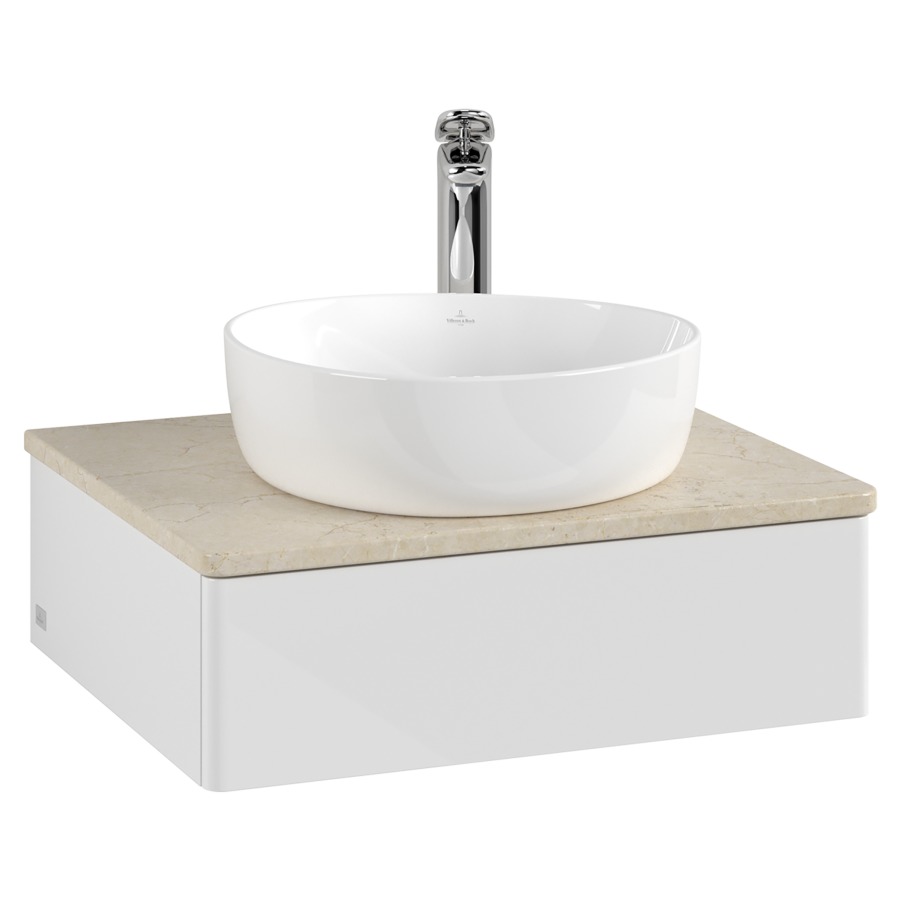 Élément inférieur  Antao
60 x 19 x 50 cm
élément de tiroir, 1&nbsp;tiroir
avec siphon gain de place
avec matériel de fixation
pour 1 lavabo à poser 234171/234182/234184
recouvrement Botticino, 1 trou pour robinet